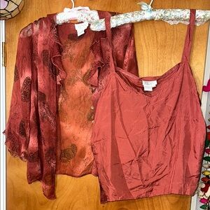 Vintage Tess Women's Top Set 100% silk